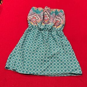 Xhilaration Strapless Teal Paisley Bust Mini Dress